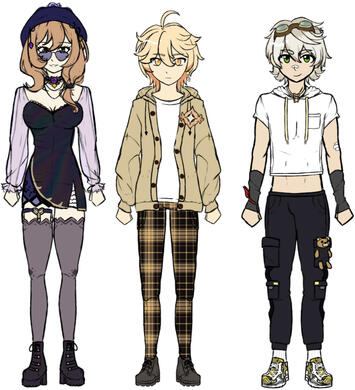 Outfits for Lisa, Aether, and Bennett from Genshin Impact